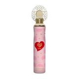 Roze nusuk luchtverfrisser saher 300 ml met gouden dop en wit kantachtig ornament met rood hartlogo