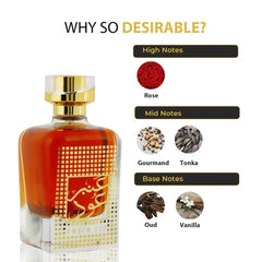 Amberkleurige Nusuk Parfum Amber Oud fles met bloem- en houtnoten voor een luxe geur