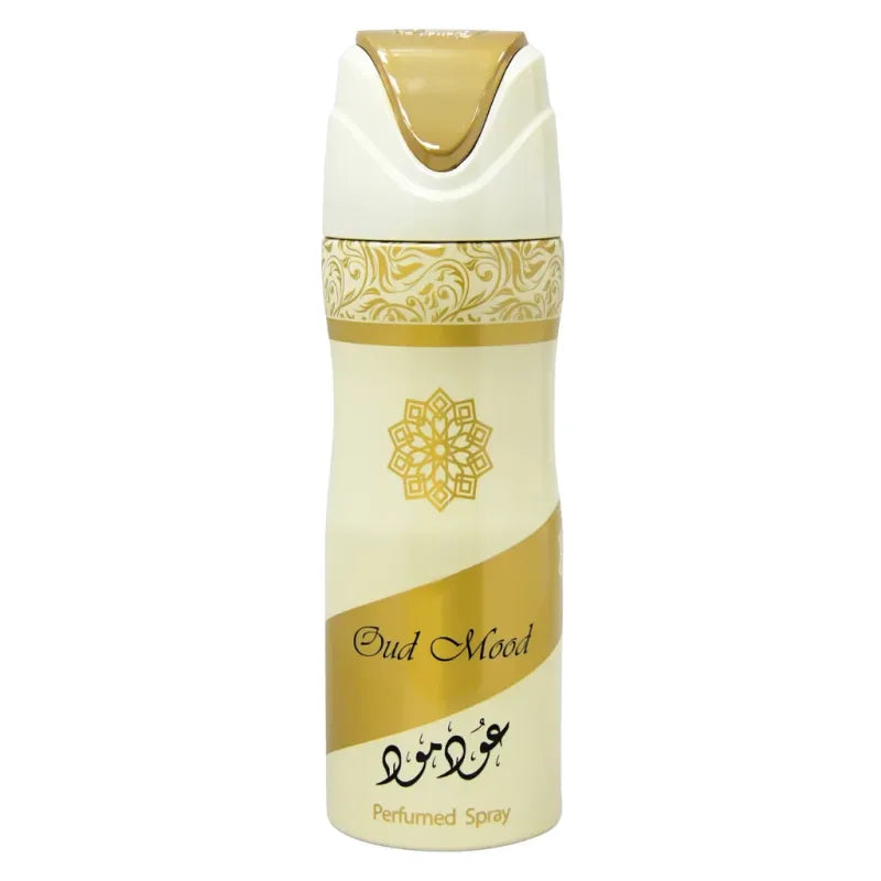 Oud Mood Deodorant spray can showcasing luxe fragrance for a captivating mood