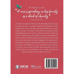 Achterkant van het boek Onze Familie Onze Erfenis Yasir Qadhi over rechten en verantwoordelijkheden