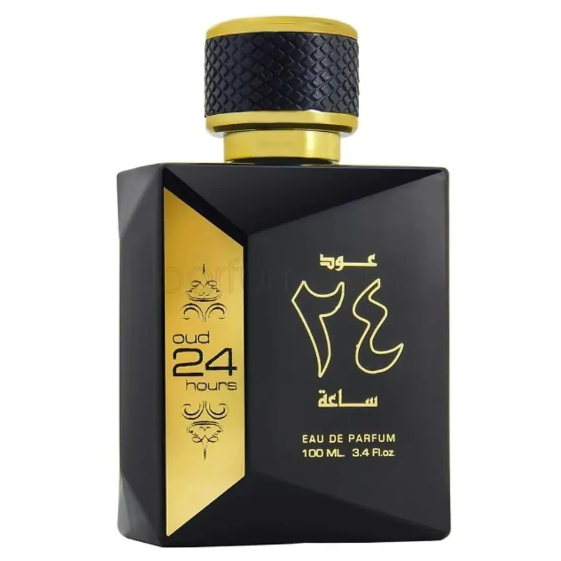 Zwarte en gouden parfumfles Oud 24 Hour van Ard al Zaafaran Oud parfumset