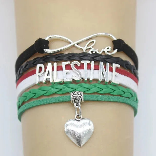 Multi-strand Palestina armband met hartje, liefde en oneindigheid charmes, mooi armbandje