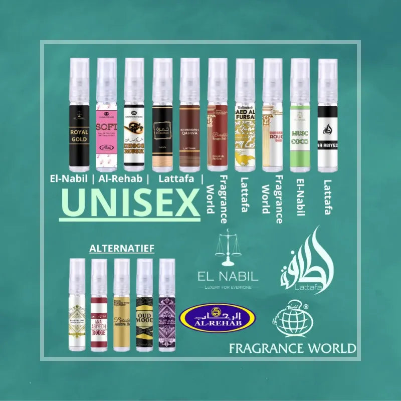Selectie van unisex parfums uit de fragrance world barakkat rouge ana abiyedh