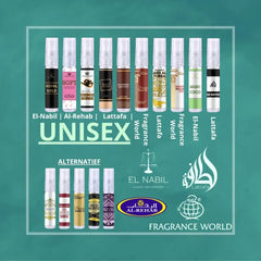 Selectie van unisex parfums uit de fragrance world barakkat rouge ana abiyedh