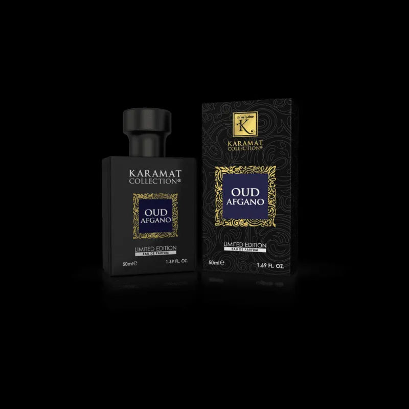 Zwarte parfumfles en doos met gouden accenten voor Parfum XL Oud Afgaanse Oud