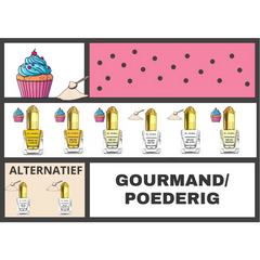 Stap-voor-stap illustratie over parfumbundel - gourmand en poederig parfumolie flesjes