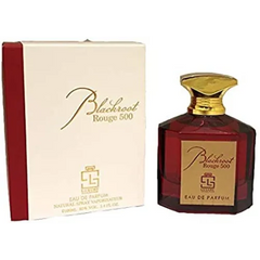 Parfumspray Blackroot Rouge met bijpassende witte en rode doos, geïnspireerd op Baccarat Rouge