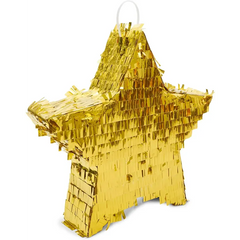 Gold ster goud piñata met metallic franjes voor feestdecoratie of cadeau