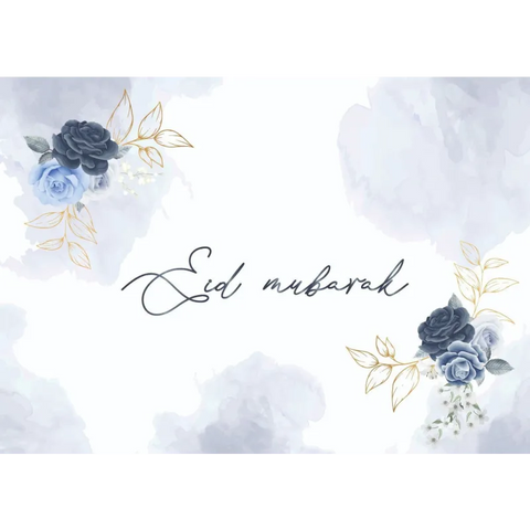 Placemats -Eid peony blue set van 6 Islamboekhandel.nl