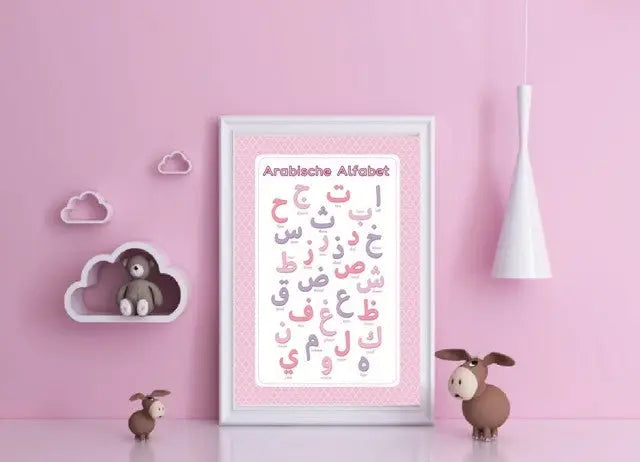 Poster Arabische letters roze - Islamboekhandel.nl
