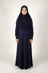 Praktische navy blauwe lange mouw abaya met bijpassende hijab voor meisjes 13 17 jaar inclusief draagtas