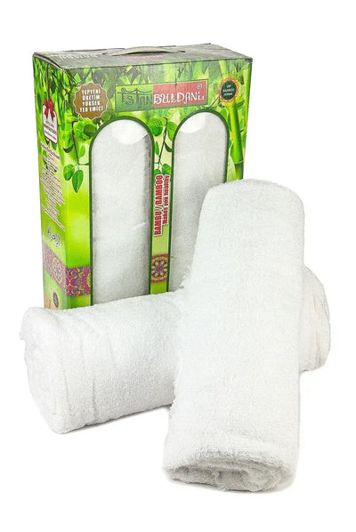 Witte bamboe handdoekrollen in groen premium ihram 100% bamboe katoen lichtgewicht doos