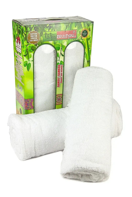 Witte bamboe handdoekrollen in groen premium ihram 100% bamboe katoen lichtgewicht doos