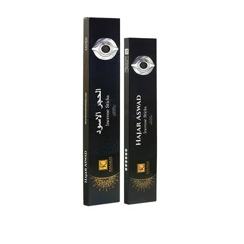Premium hajar aswad zwarte rechthoekige doos met zilveren accenten en goudfolie voor muskus wierooksticks set van 15