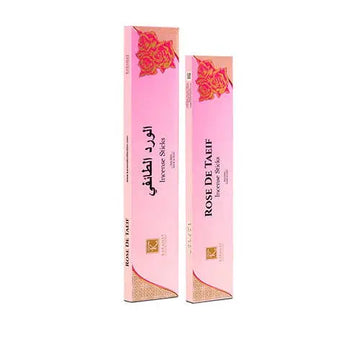 Premium roze rechthoekige doos van rozen de taieif wierookstokjes met bloemmotieven en gouden accenten