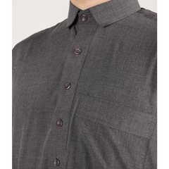 Donkergrijze linnen button-up shirt met kraag van Qamis TR Soft Line, qamees4him