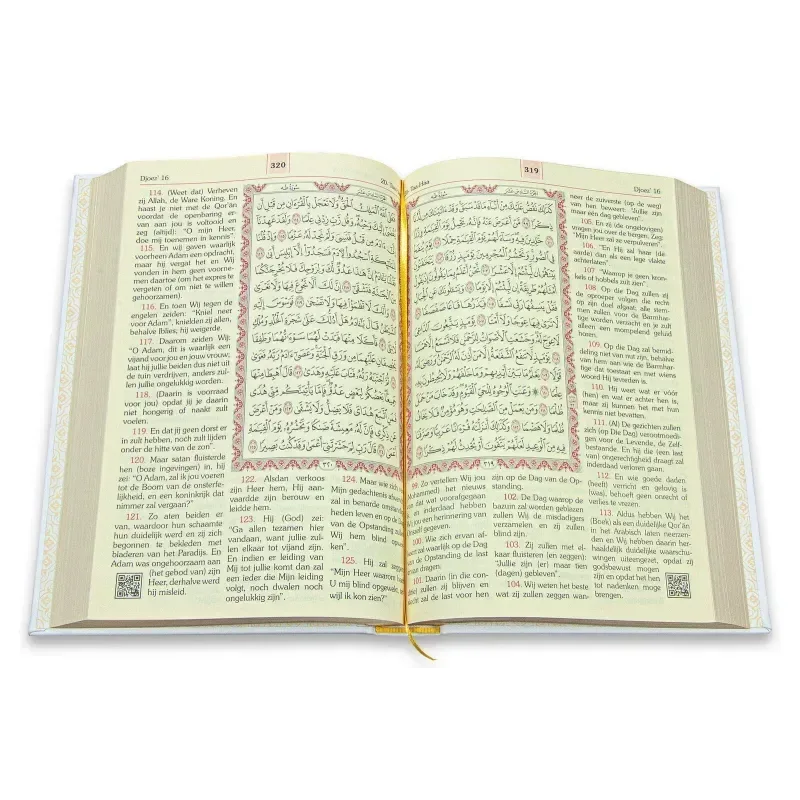 Open book quran kerim with german and arabic bilingual text black cover wit goud edition with dutch translation