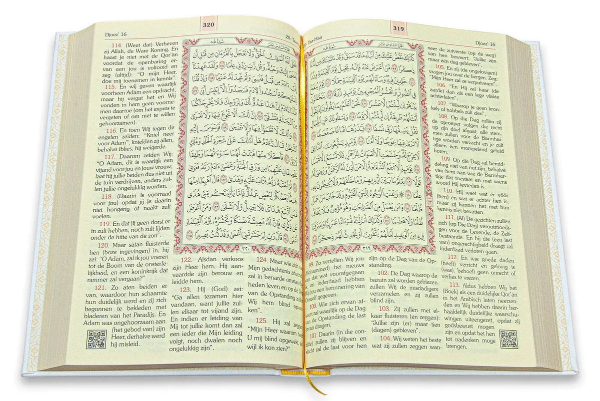 Open book quran kerim with german and arabic bilingual text black cover wit goud edition with dutch translation