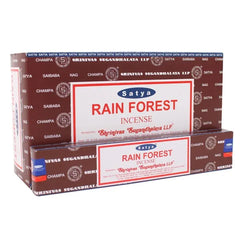 Twee dozen Rainforest Wierookstokjes Satya incense in kleurrijke doosjes, rainforest wierookstokjes