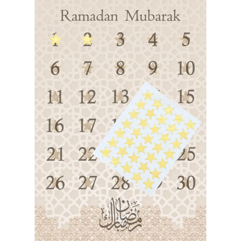 Ramadan Aftelkalender met sterrenstickers in luxe dubbelzijdig ontwerp