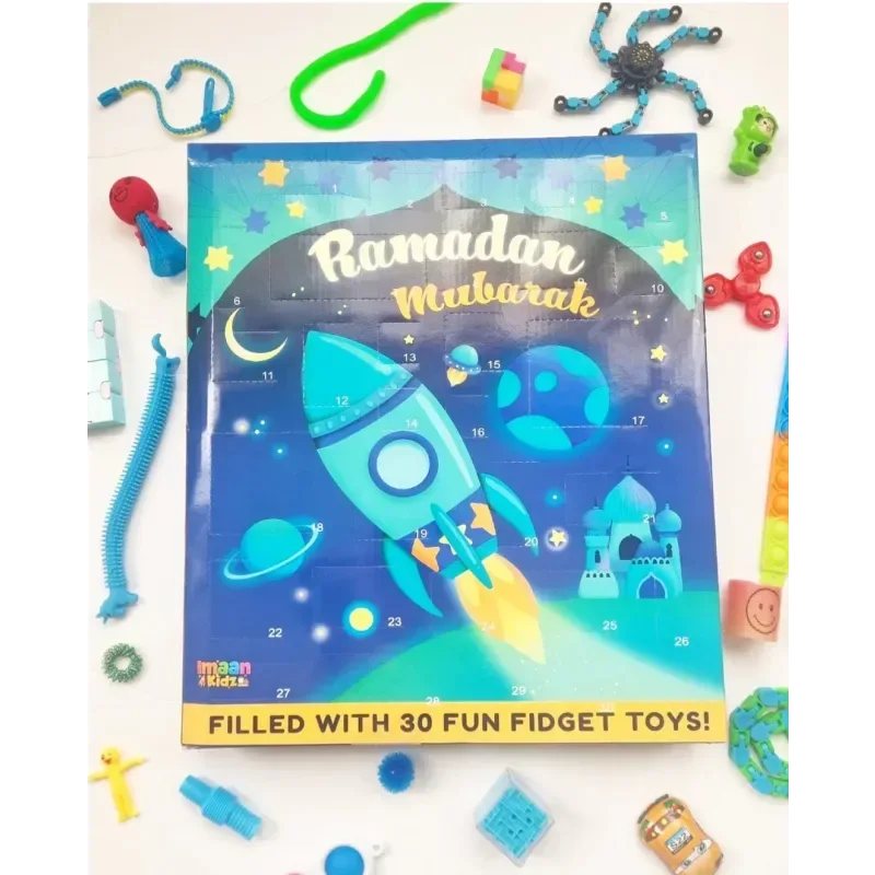 Ramadan kalender met speeltjes (Blauw) - Islamboekhandel.nl