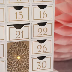 Ramadan Luxe houten kalender met LED licht (verkrijgbaar in wit of Zwart) -Variant1 - Islamboekhandel.nl