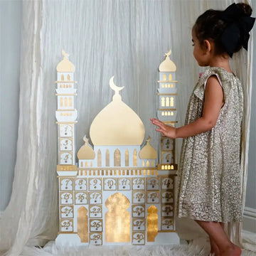 Ramadan Luxe houten kalender met LED licht (verkrijgbaar in wit of Zwart) -Variant2 - Islamboekhandel.nl