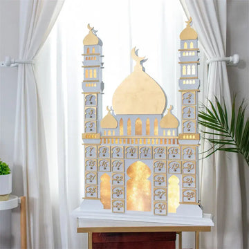 Ramadan Luxe houten kalender met LED licht (verkrijgbaar in wit of Zwart) -Variant2 - Islamboekhandel.nl