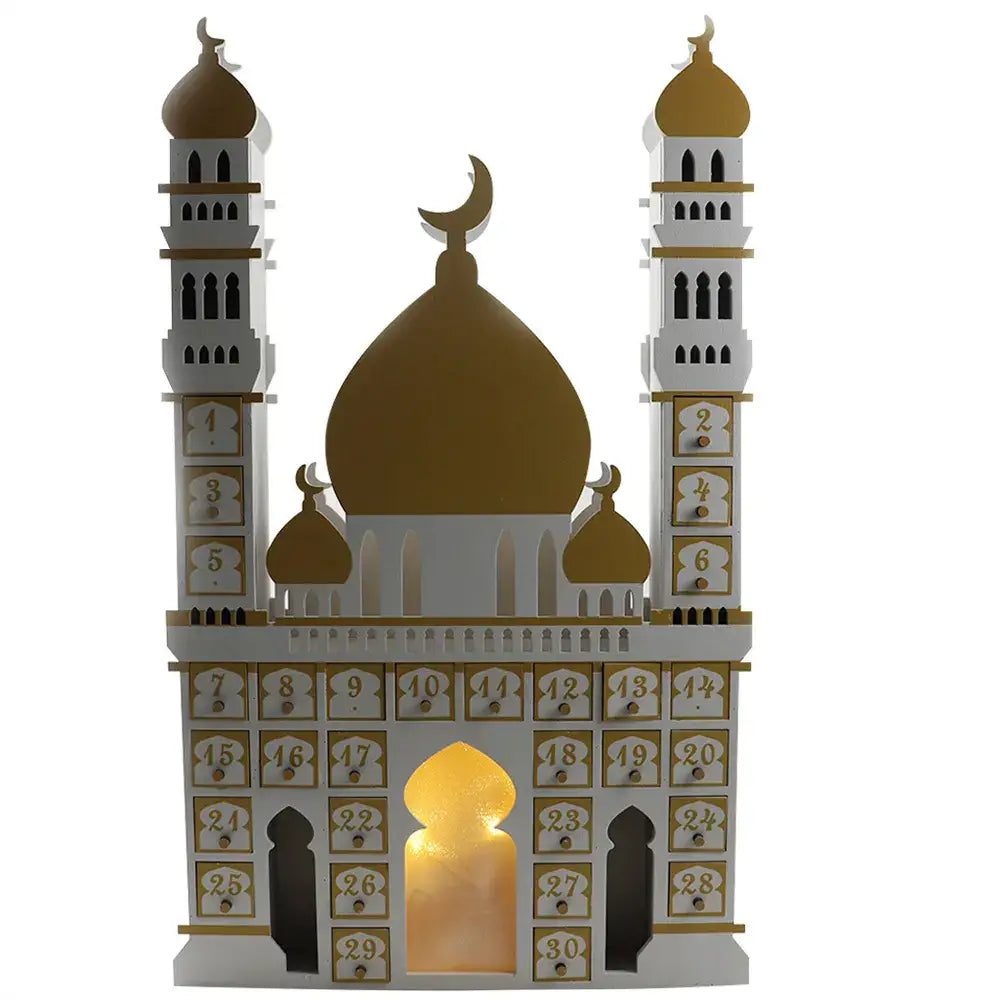Ramadan Luxe houten kalender met LED licht (verkrijgbaar in wit of Zwart) -Variant2 - Islamboekhandel.nl