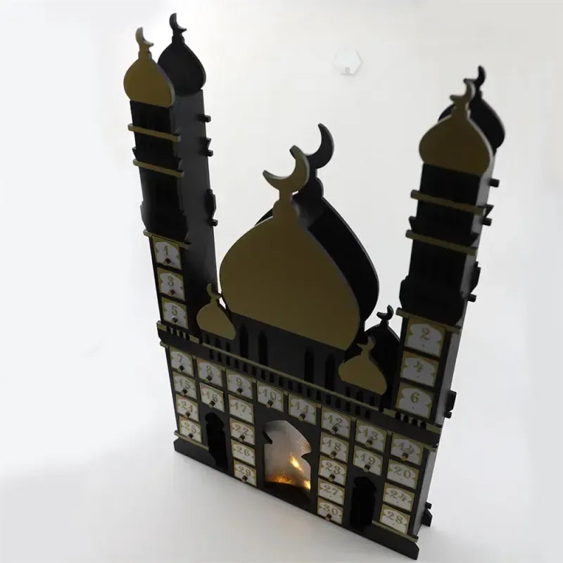Ramadan Luxe houten kalender met LED licht (verkrijgbaar in wit of Zwart) -Variant2 - Islamboekhandel.nl