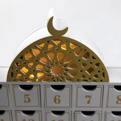 Ramadan Luxe houten kalender met LED licht (verkrijgbaar in wit of Zwart) -Variant1 - Islamboekhandel.nl