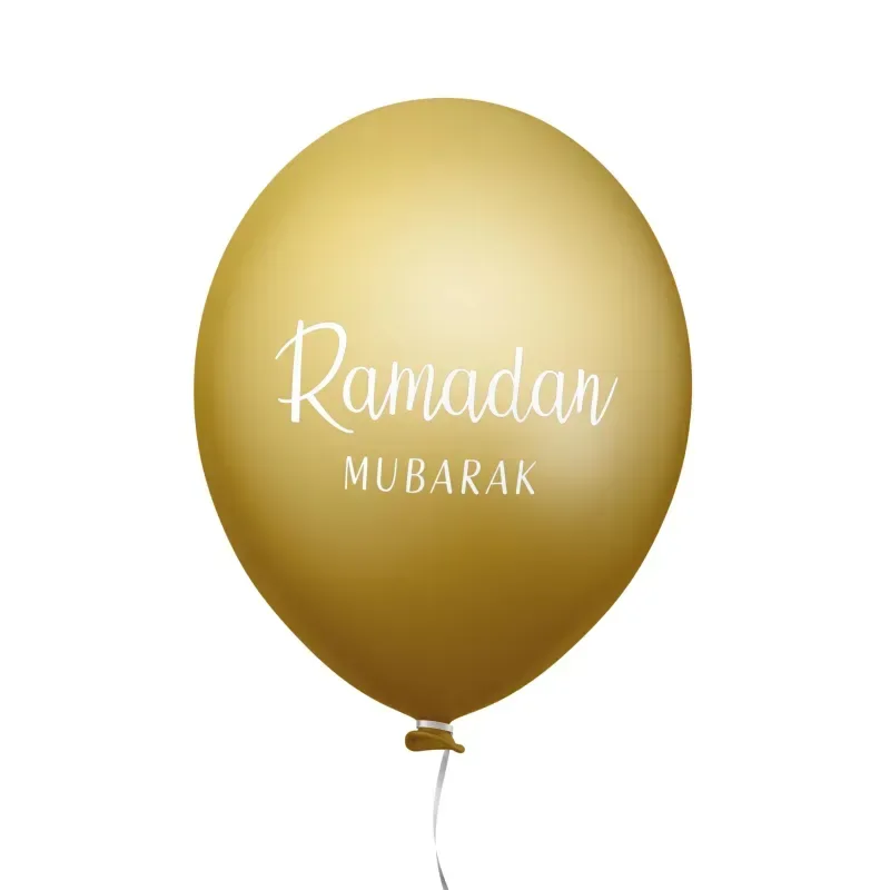 Ramadan mubarak ballonnen mint/goud (6 stuks) - Islamboekhandel.nl