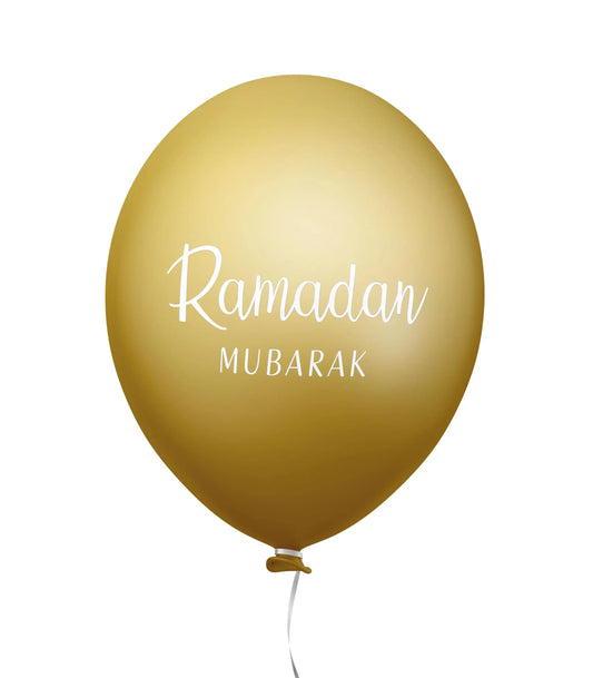 Ramadan mubarak ballonnen mint/goud (6 stuks) - Islamboekhandel.nl