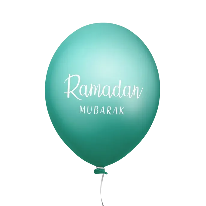Ramadan mubarak ballonnen mint/goud (6 stuks) - Islamboekhandel.nl