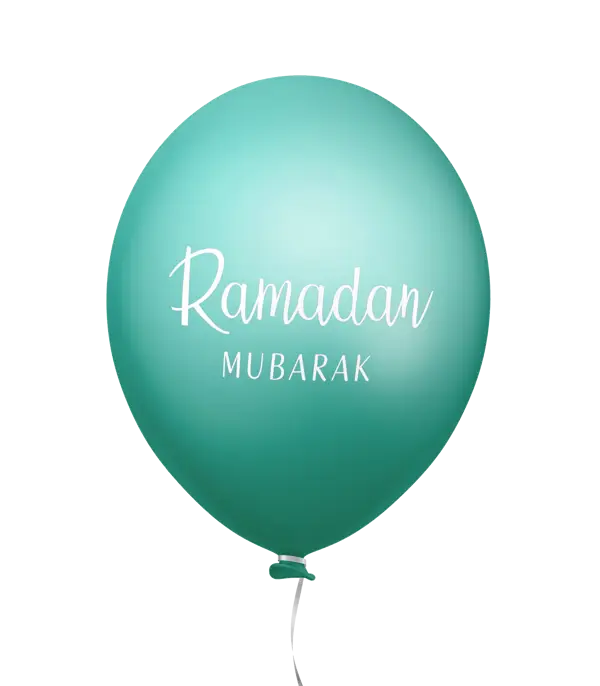 Ramadan mubarak ballonnen mint/goud (6 stuks) - Islamboekhandel.nl