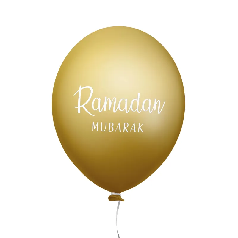 Ramadan mubarak ballonnen mint/goud 6 stuks Islamboekhandel.nl