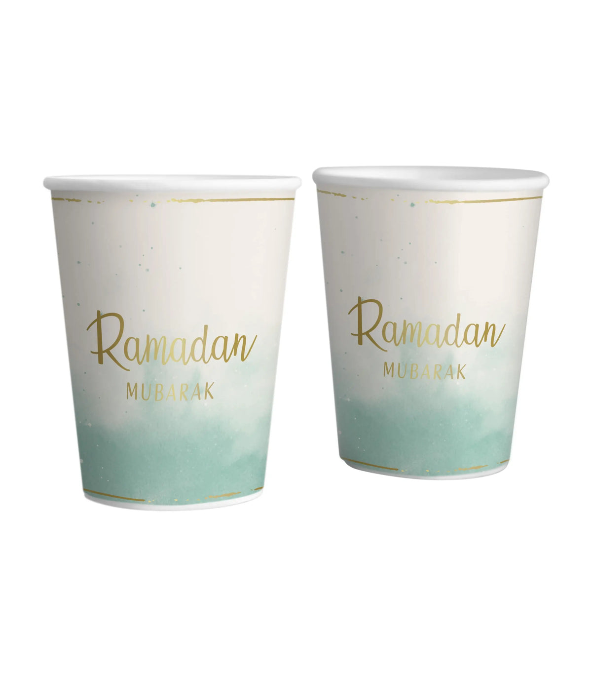Ramadan mubarak bekers mint -(6 stuks) - Islamboekhandel.nl
