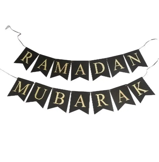 Ramadan Mubarak letterslinger -zwart - Islamboekhandel.nl
