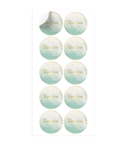 Ramadan mubarak stickers mint - Islamboekhandel.nl