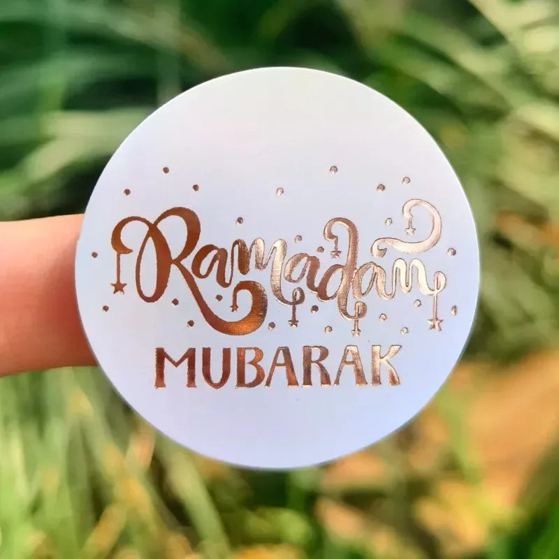Ramadan mubarak stickers Rosé goud - Islamboekhandel.nl