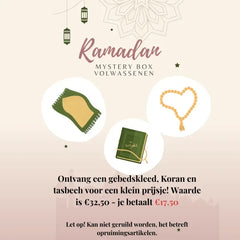 Groen en gouden gebedsmat met franjes geschikt voor volwassenen ramadan mysterybox gebruik