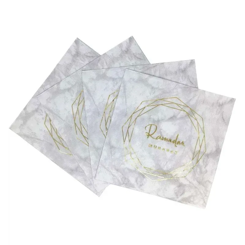 Ramadan servetten - marmer goud - Islamboekhandel.nl