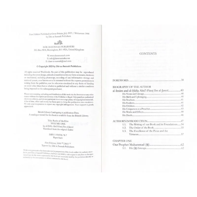 Copyrightpagina en inhoudsopgave van Ranks Of The Elite Volume 1, de grootste gids