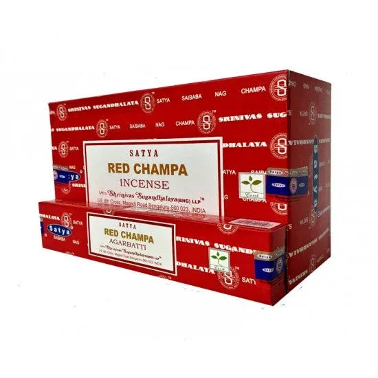 Bulk pakket rode Champa wierookstokjes van Satya Incense voor ontspanning en sfeer