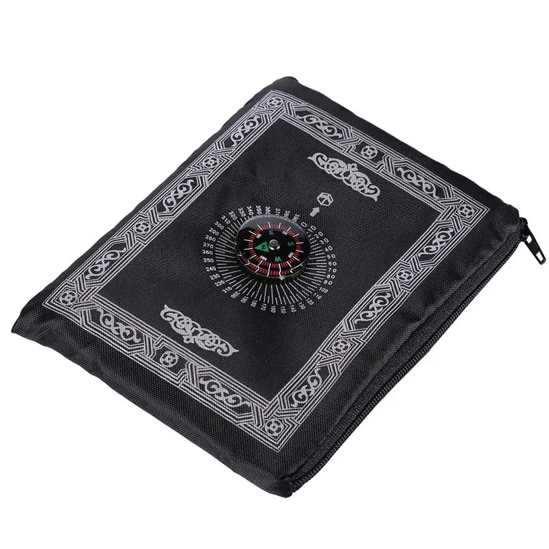 Zwart reis gebedskleed pocket met kompas voor makkelijk gebed onderweg