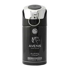 Riffs Deodorant spray fles met zwarte parfumfles en chromen top voor heren