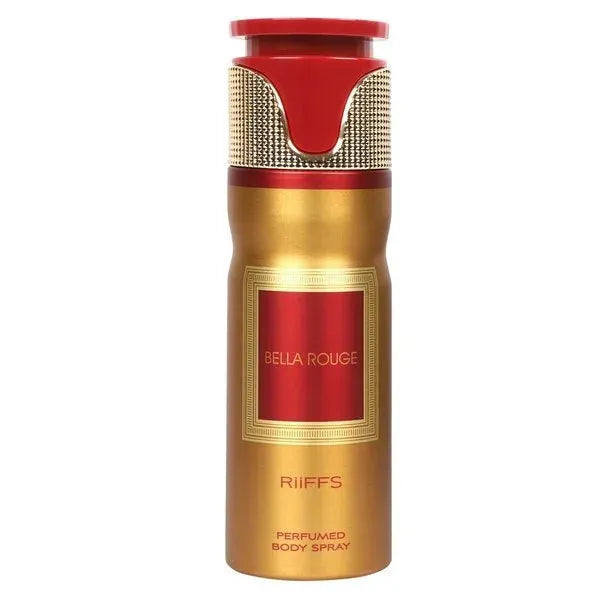 Gold en rood geparfumeerde body spray Riffs Deodorant Bella Rouge voor frisse geur