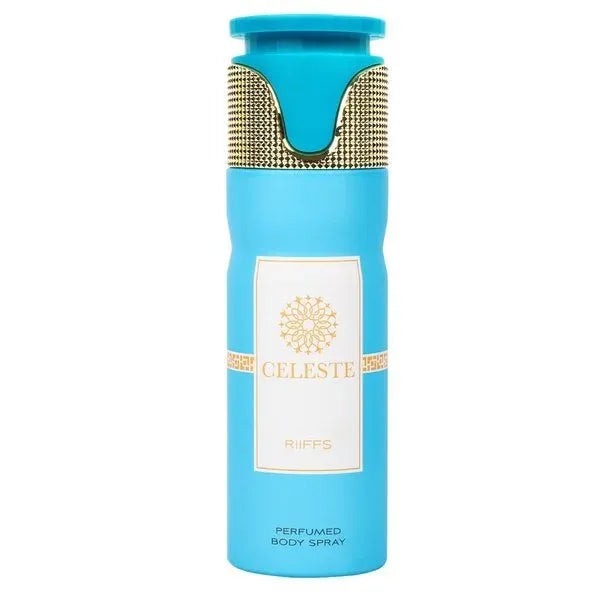Lightblauwe riffs deodorant body spray met goud en turquoise dop voor frisheid