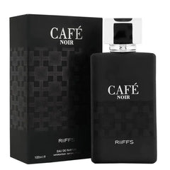 Zwarte riffs parfum fles en doos set voor Café Noir met rijke aroma’s
