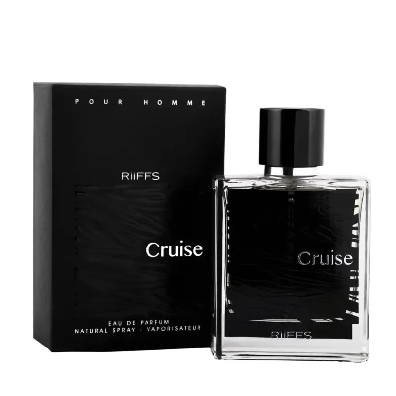 Zwart rechthoekig riffs parfum fles en doos set voor blijvende indruk